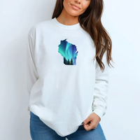 "Wisconsin Northern Lights"Relaxed Fit Long Sleeve Unisex T-Shirt