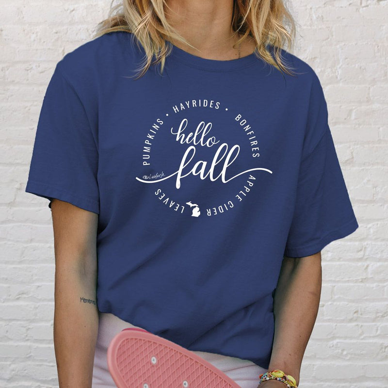 "Hello Fall"Relaxed Fit Stonewashed Unisex T-Shirt