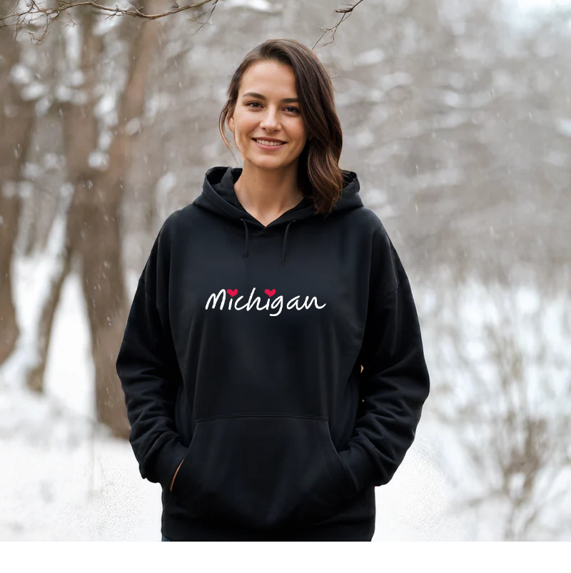 "I Love Michigan"Relaxed Fit Classic Unisex Hoodie