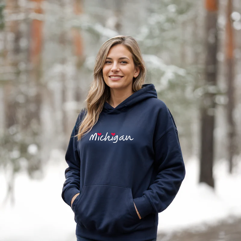 "I Love Michigan"Relaxed Fit Classic Unisex Hoodie