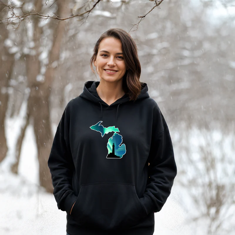 "Northern Lights Lighthouse"Relaxed Fit Classic Unisex Hoodie