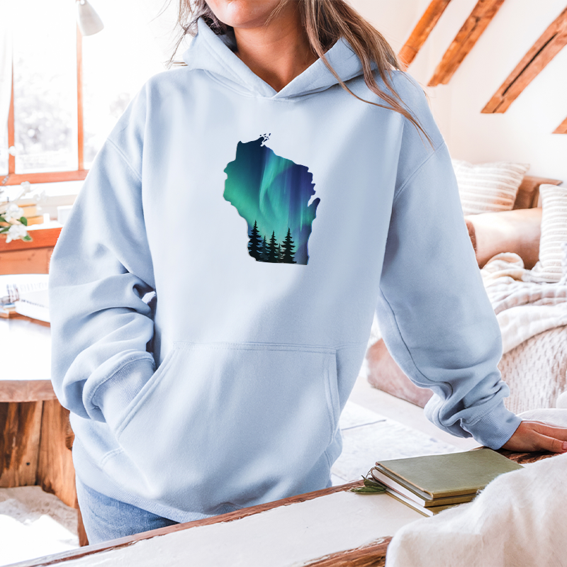 "Wisconsin Northern Lights"Relaxed Fit Classic Unisex Hoodie