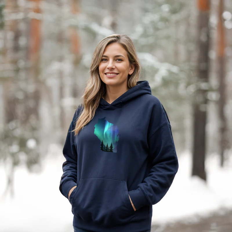 "Wisconsin Northern Lights"Relaxed Fit Classic Unisex Hoodie