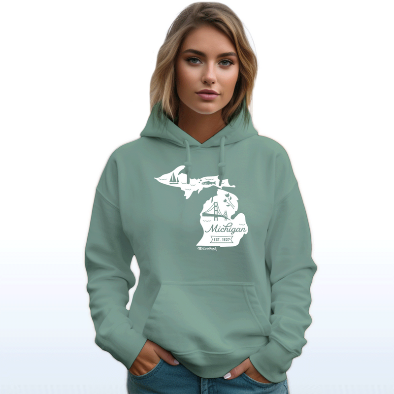 "Vintage Michigan"Relaxed Fit Classic Unisex Hoodie