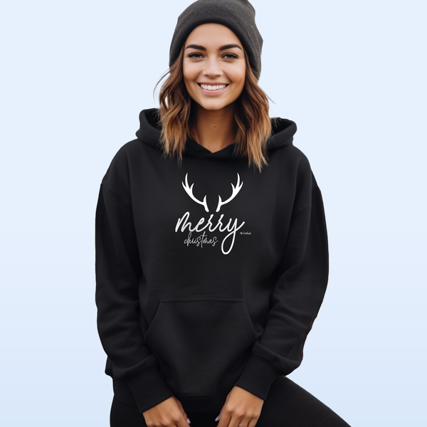 "Merry Christmas Deer"Relaxed Fit Classic Unisex Hoodie