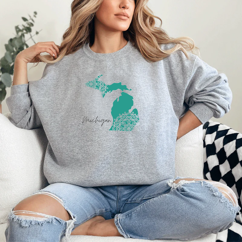 "Paisley Michigan"Relaxed Fit Classic Crew Unisex Sweatshirt