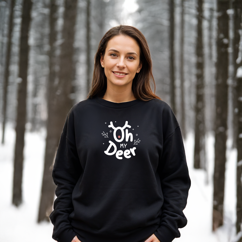 "Oh My Deer"Relaxed Fit Classic Crew Unisex Sweatshirt