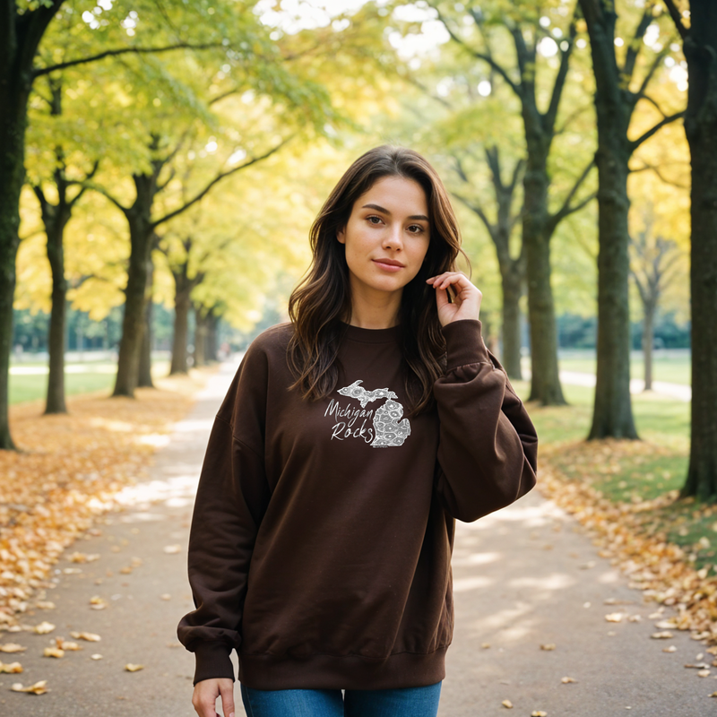 "Michigan Rocks Petoskey Stone"Relaxed Fit Classic Crew Unisex Sweatshirt