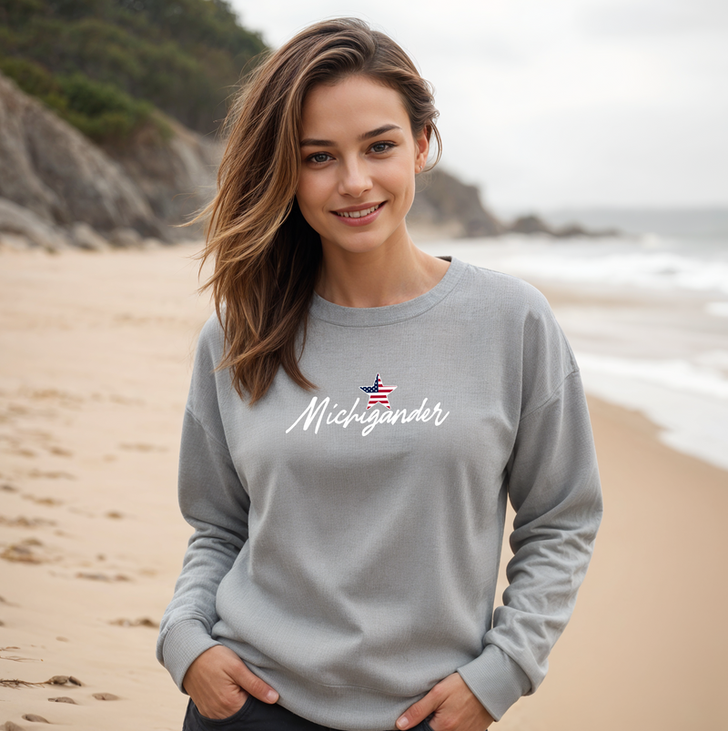 SALE "Flag Michigander"Relaxed Fit Classic Crew Unisex Sweatshirt