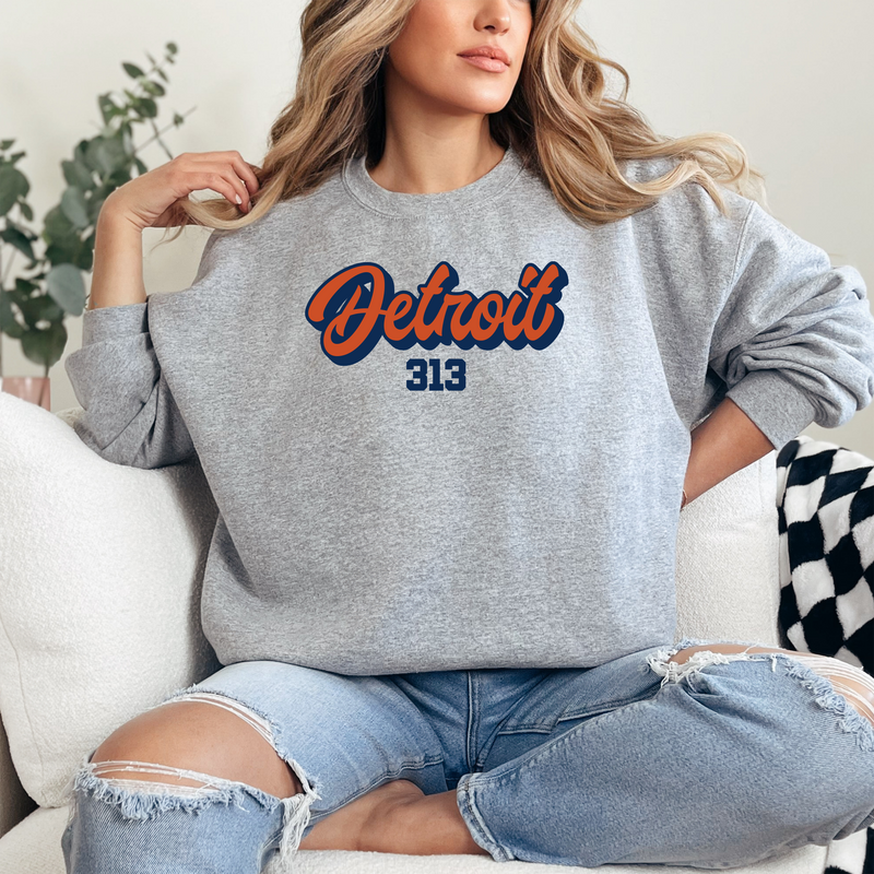 "313 Baseball"Relaxed Fit Classic Crew Unisex Sweatshirt