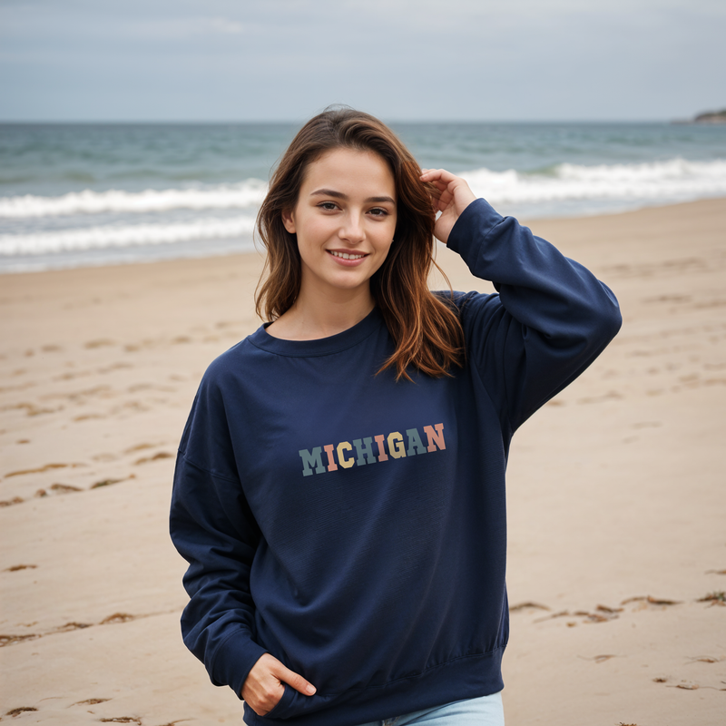 "Timeless Michigan"Relaxed Fit Classic Crew Unisex Sweatshirt