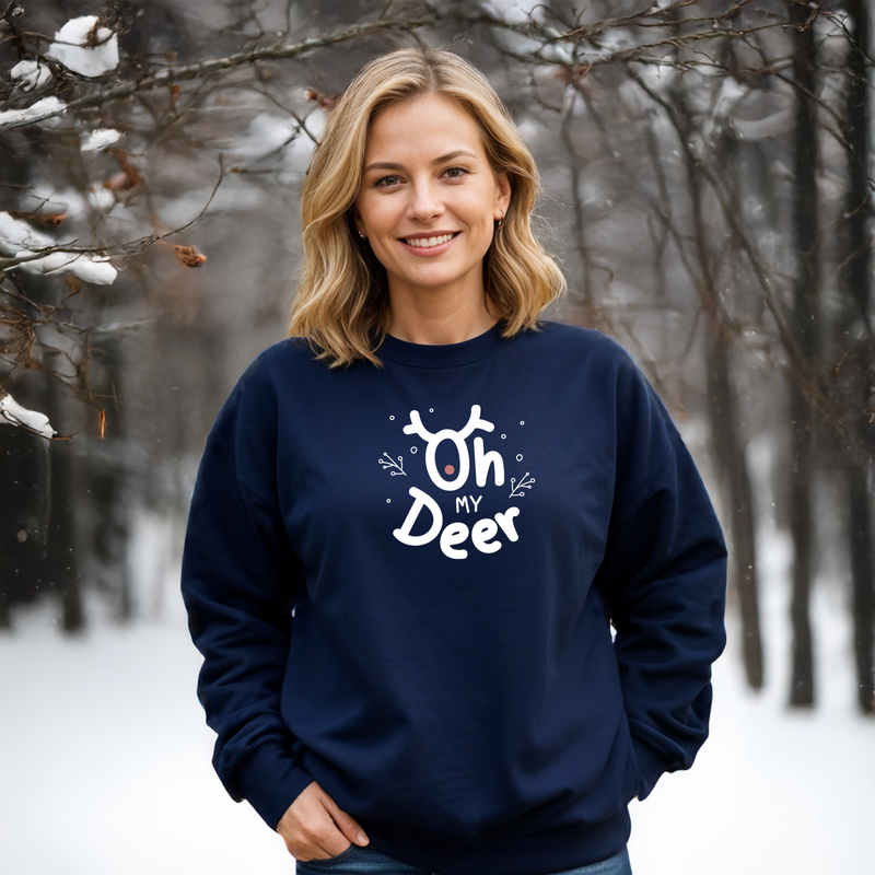 "Oh My Deer"Relaxed Fit Classic Crew Unisex Sweatshirt