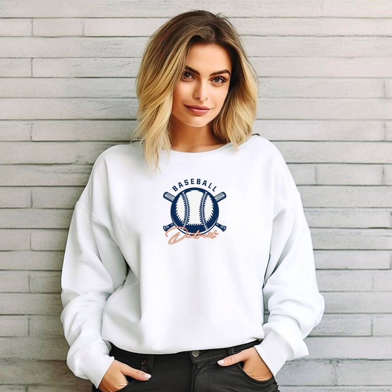 "Baseball In The D"Relaxed Fit Classic Crew Unisex Sweatshirt