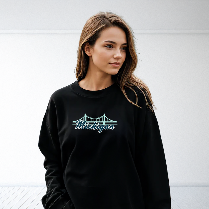 "Mackinac Bridge"Relaxed Fit Classic Crew Unisex Sweatshirt