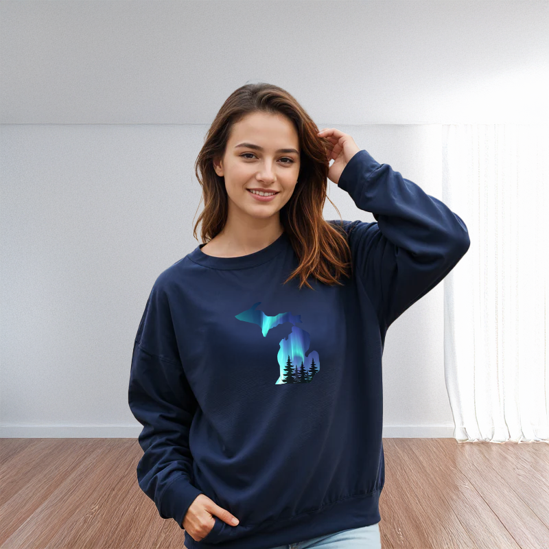 "Michigan Northern Lights"Relaxed Fit Classic Crew Unisex Sweatshirt