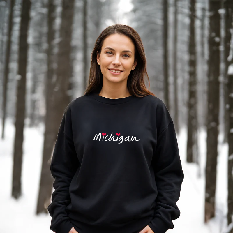 "I Love Michigan"Relaxed Fit Classic Crew Unisex Sweatshirt