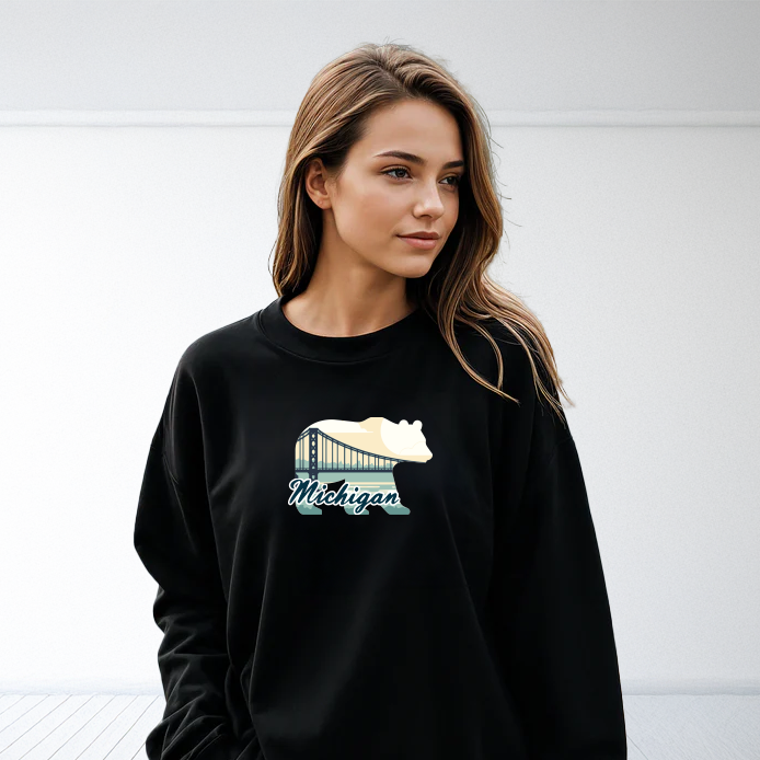 "Bear Bridge"Relaxed Fit Classic Crew Unisex Sweatshirt