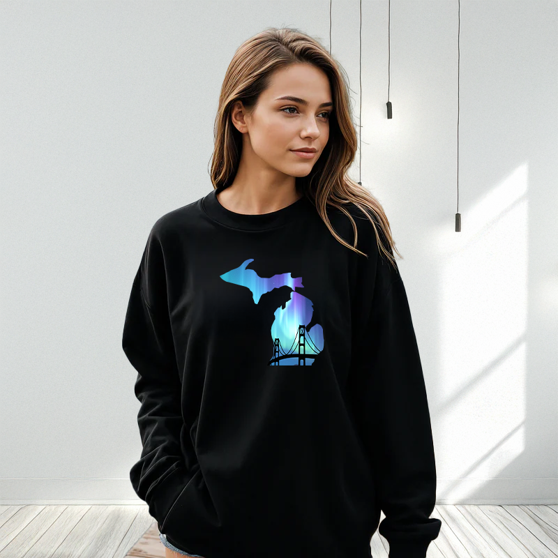 "Bridge Northern Lights"Relaxed Fit Classic Crew Unisex Sweatshirt