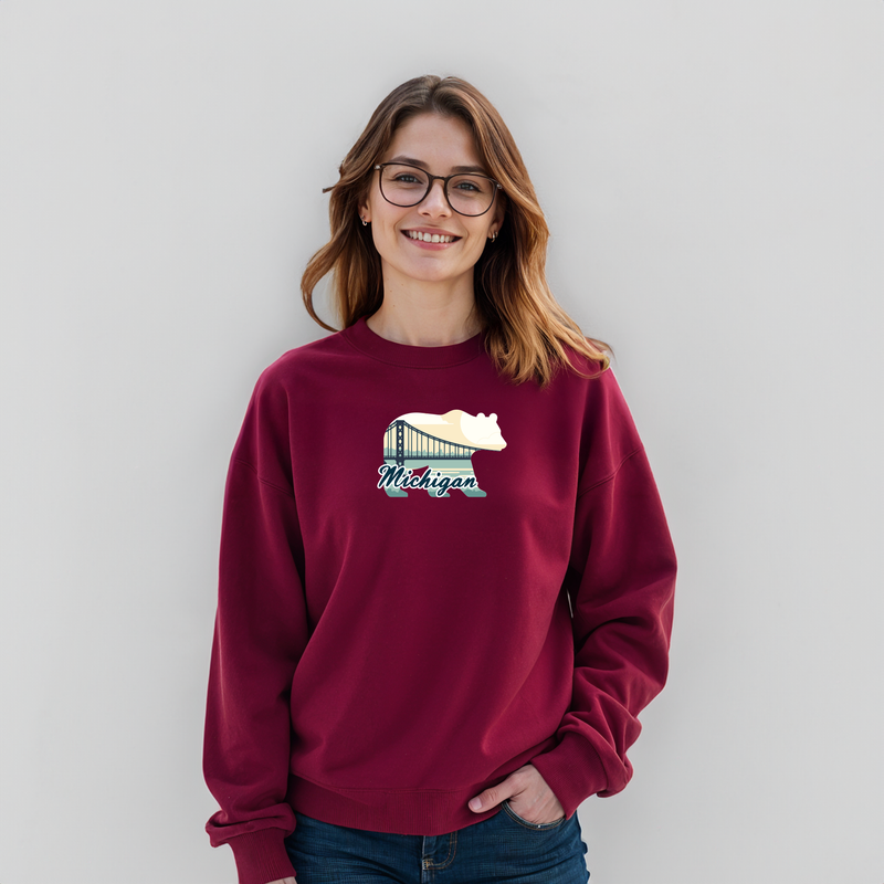 "Bear Bridge"Relaxed Fit Classic Crew Unisex Sweatshirt