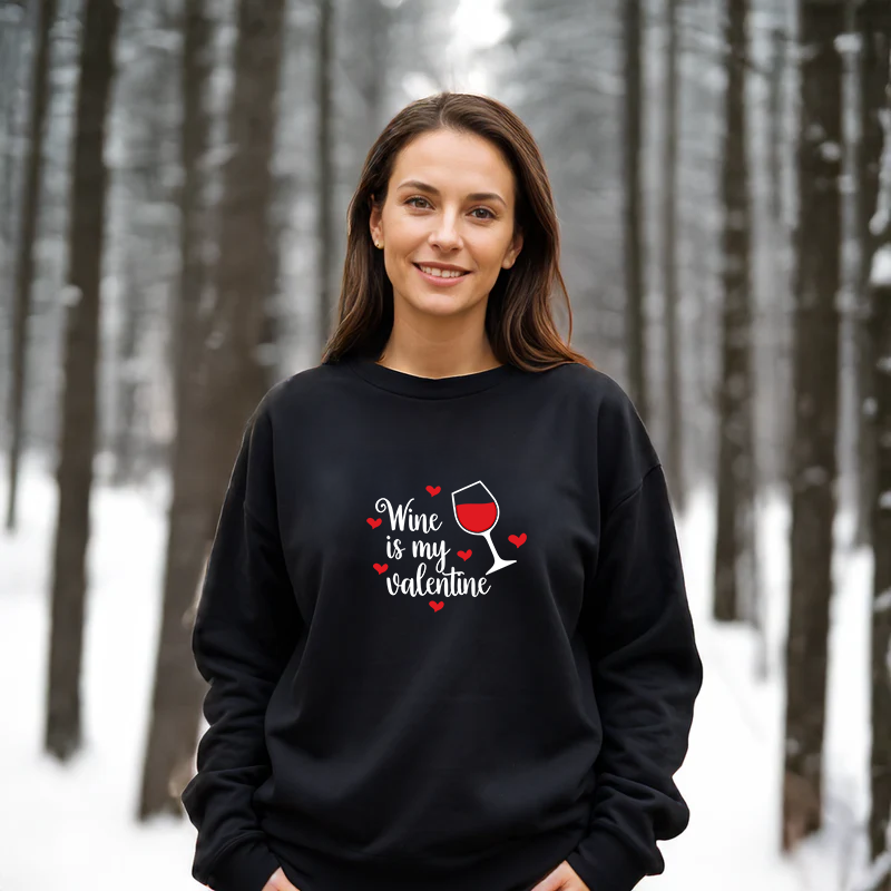 "Wine Is My Valentine"Relaxed Fit Classic Crew Unisex Sweatshirt