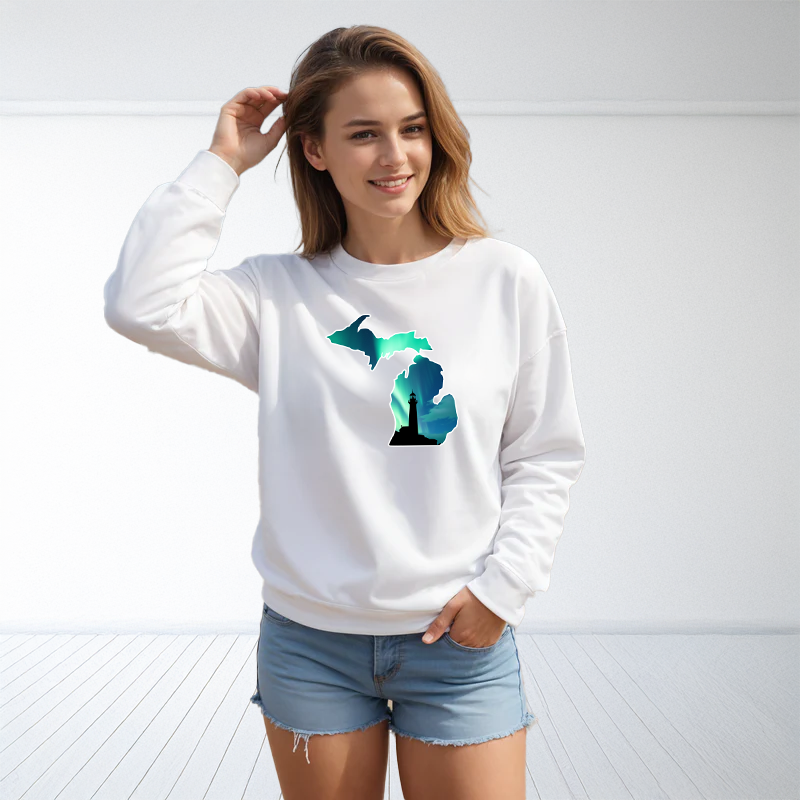 "Northern Lights Lighthouse"Relaxed Fit Classic Crew Unisex Sweatshirt