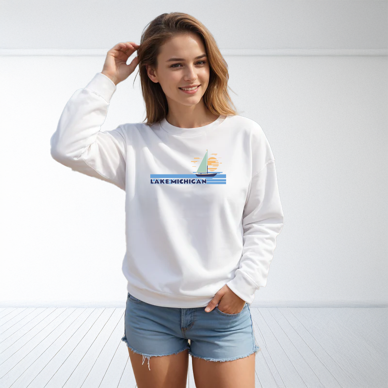 "Lake Michigan"Relaxed Fit Classic Crew Unisex Sweatshirt