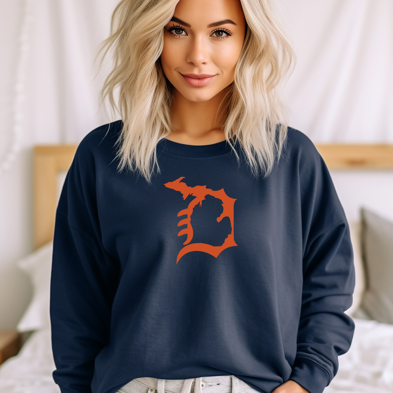 "Michigan D"Relaxed Fit Classic Crew Unisex Sweatshirt