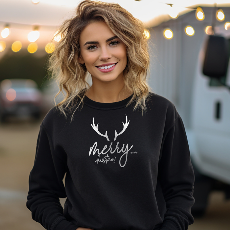 SALE "Merry Christmas Deer"Relaxed Fit Classic Crew Unisex Sweatshirt