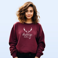 SALE "Merry Christmas Deer"Relaxed Fit Classic Crew Unisex Sweatshirt