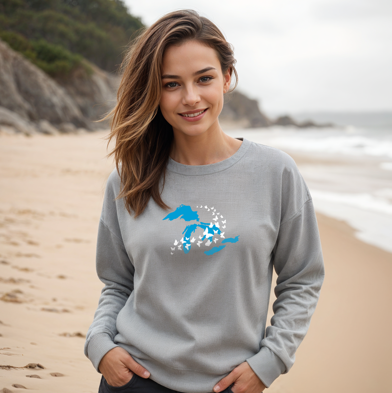 "Great Lakes Butterfly"Relaxed Fit Classic Crew Unisex Sweatshirt