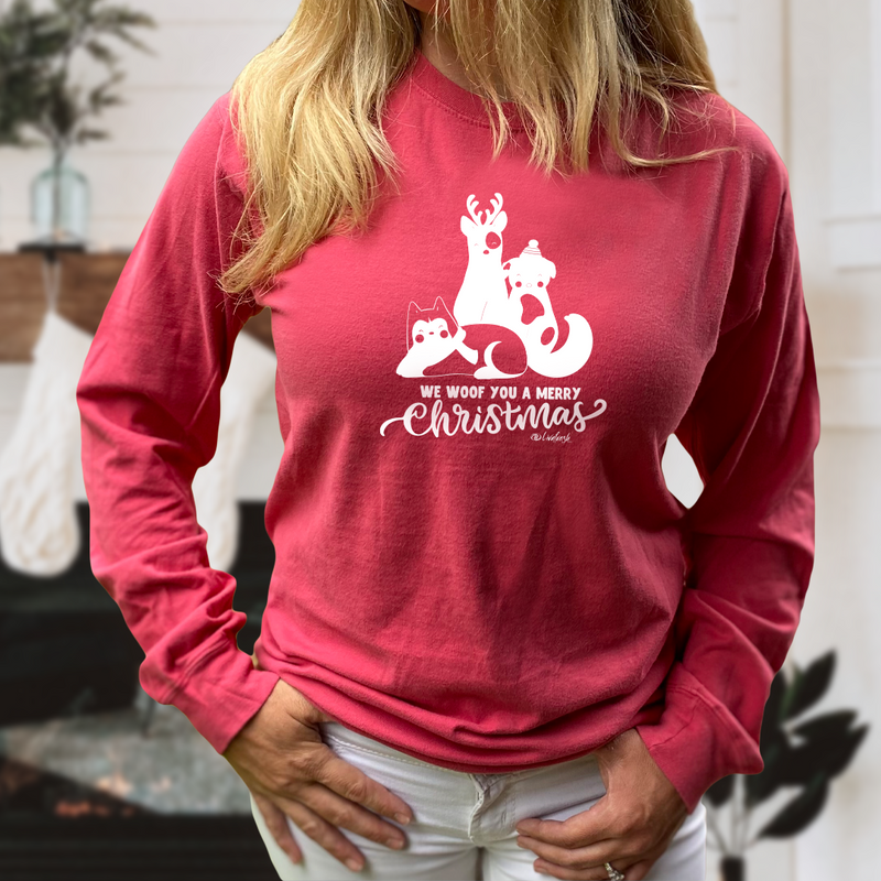 "A Very Doggy Christmas"Relaxed Fit Stonewashed Long Sleeve Unisex T-Shirt