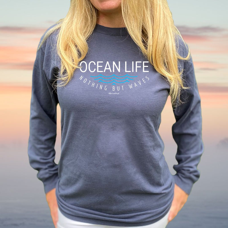 "Ocean Life"Relaxed Fit Stonewashed Long Sleeve Unisex T-Shirt