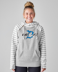 "Motor City Grit"Women's Striped Double Hood Pullover