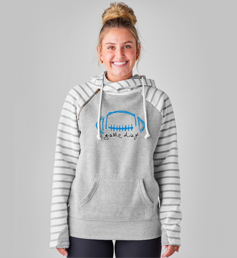 "Game Day"Women's Striped Double Hood Pullover