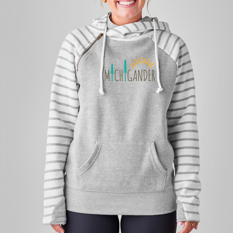 "Michigander"Women's Striped Double Hood Pullover