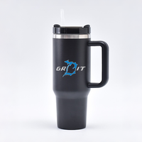 "Motor City Grit"40oz. Stainless Steel Travel Tumbler with Straw and Handle