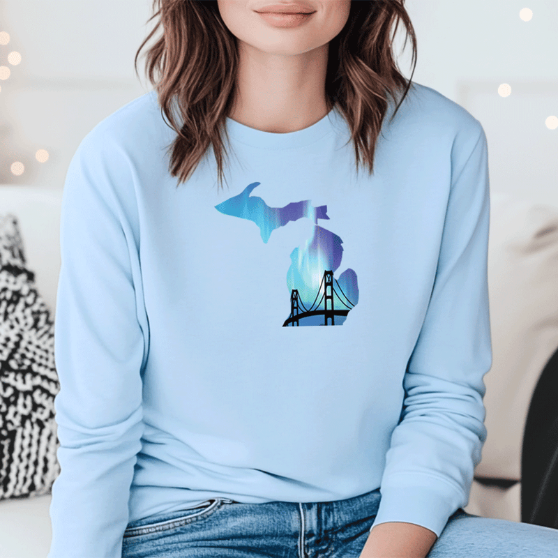 "Bridge Northern Lights"Relaxed Fit Long Sleeve Unisex T-Shirt