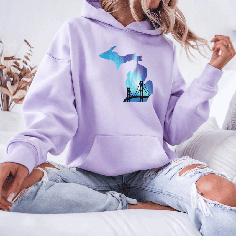 "Bridge Northern Lights"Relaxed Fit Classic Unisex Hoodie