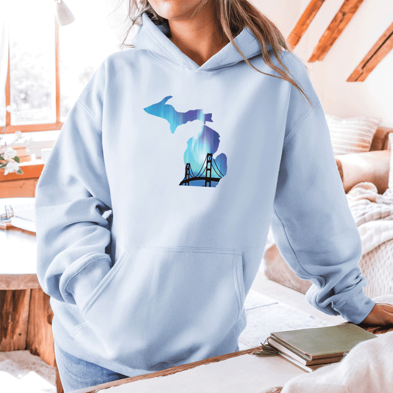 "Bridge Northern Lights"Relaxed Fit Classic Unisex Hoodie