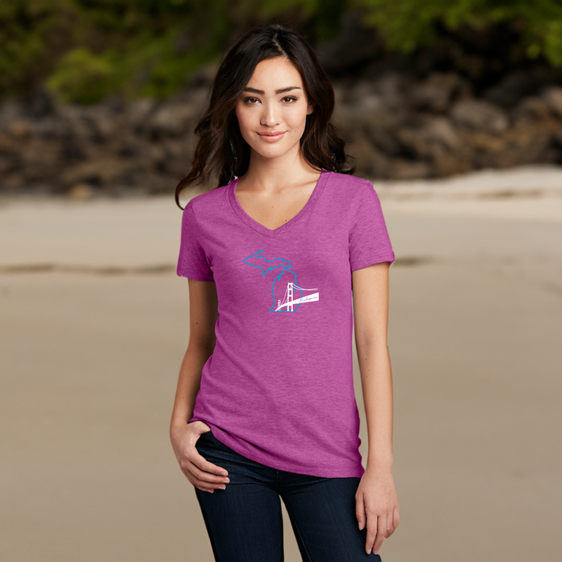 "NEW Michiganian Bridge"Women's V-Neck