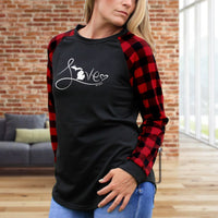 "Michigan Love #9"Women's Plaid Long Sleeve T-Shirt