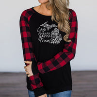 "Michigan Love Where You're From"Women's Plaid Long Sleeve T-Shirt