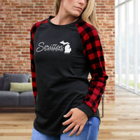 "Smitten With The Mitten"Women's Plaid Long Sleeve T-Shirt