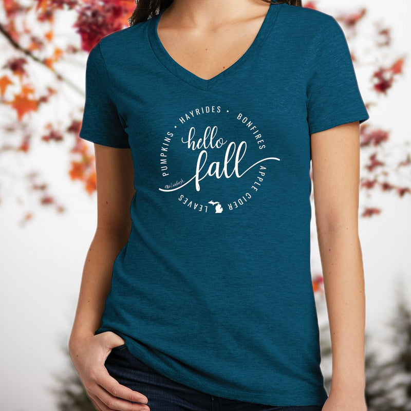 "Hello Fall"Women's V-Neck