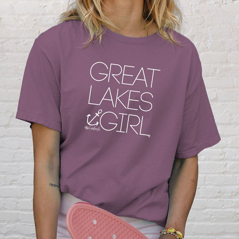 "Great Lakes Girl"Relaxed Fit Stonewashed Unisex T-Shirt