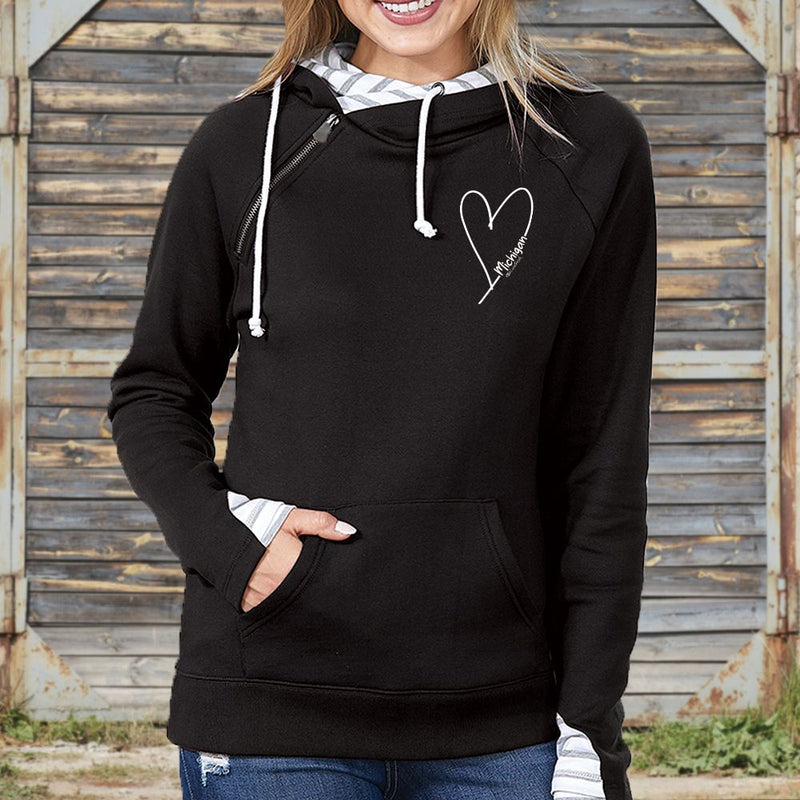 "Little Love"Women's Striped Double Hood Pullover