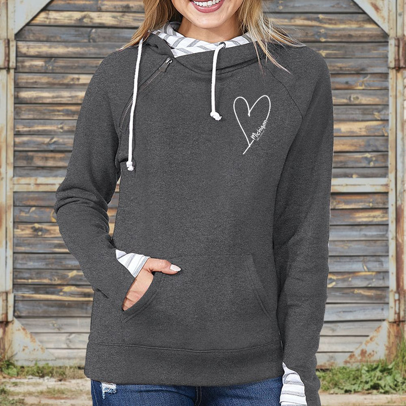 "Little Love"Women's Striped Double Hood Pullover