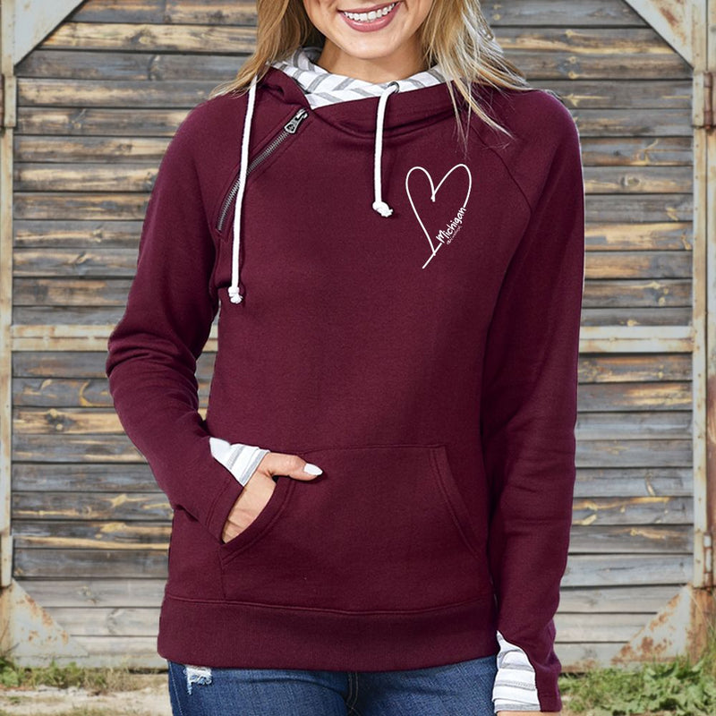 "Little Love"Women's Striped Double Hood Pullover