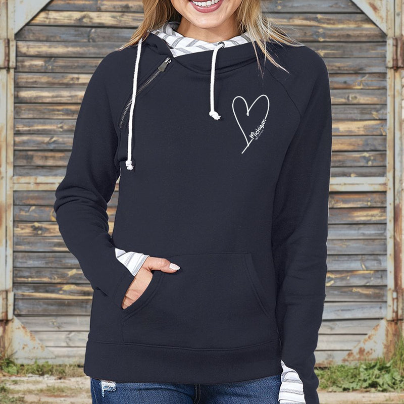 "Little Love"Women's Striped Double Hood Pullover