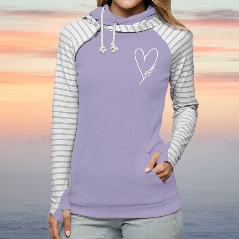 "Little Love"Women's Striped Double Hood Pullover